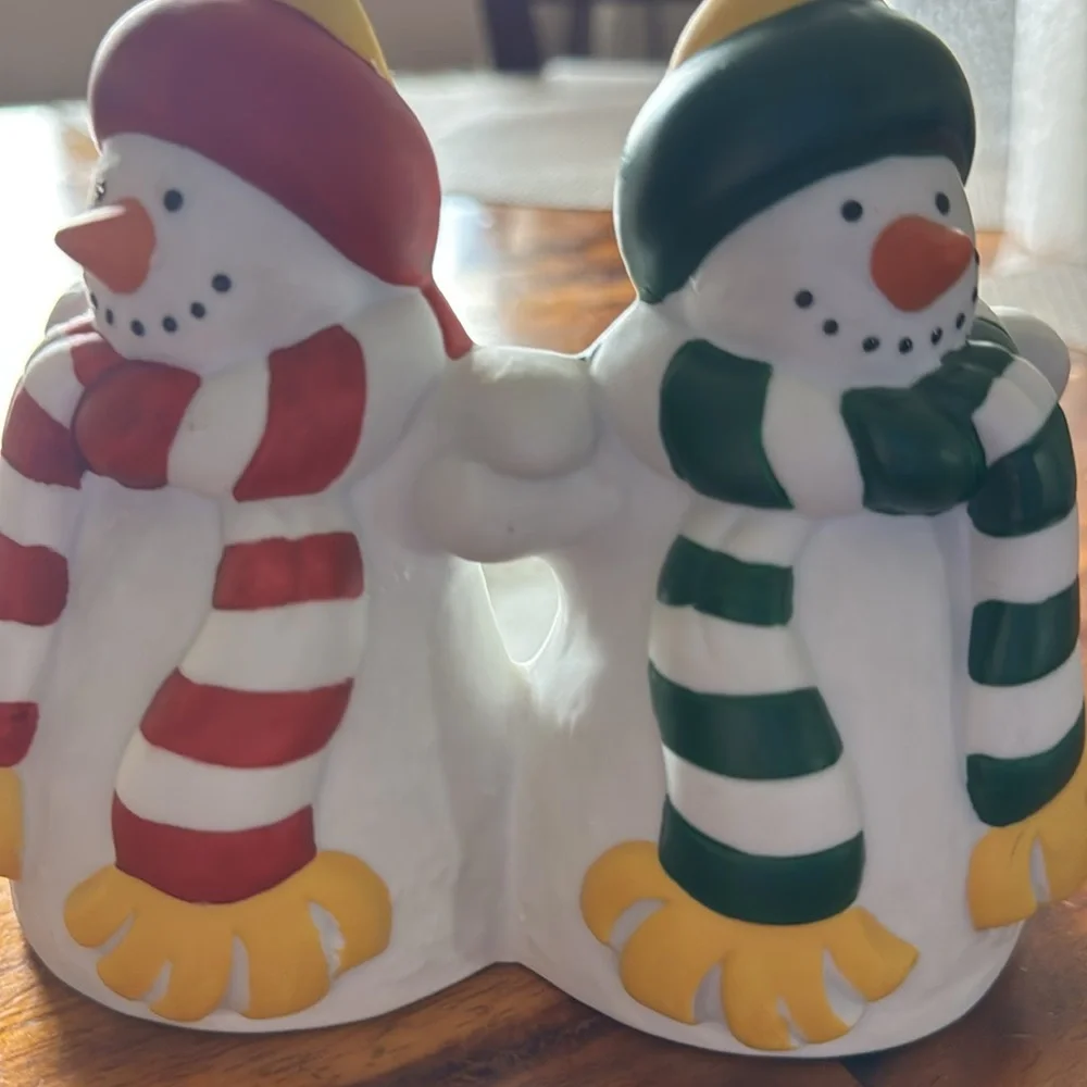 VTG EUC PARTYLITE SNOWMAN CANDLE HOLDER - - Picture 5 of 7